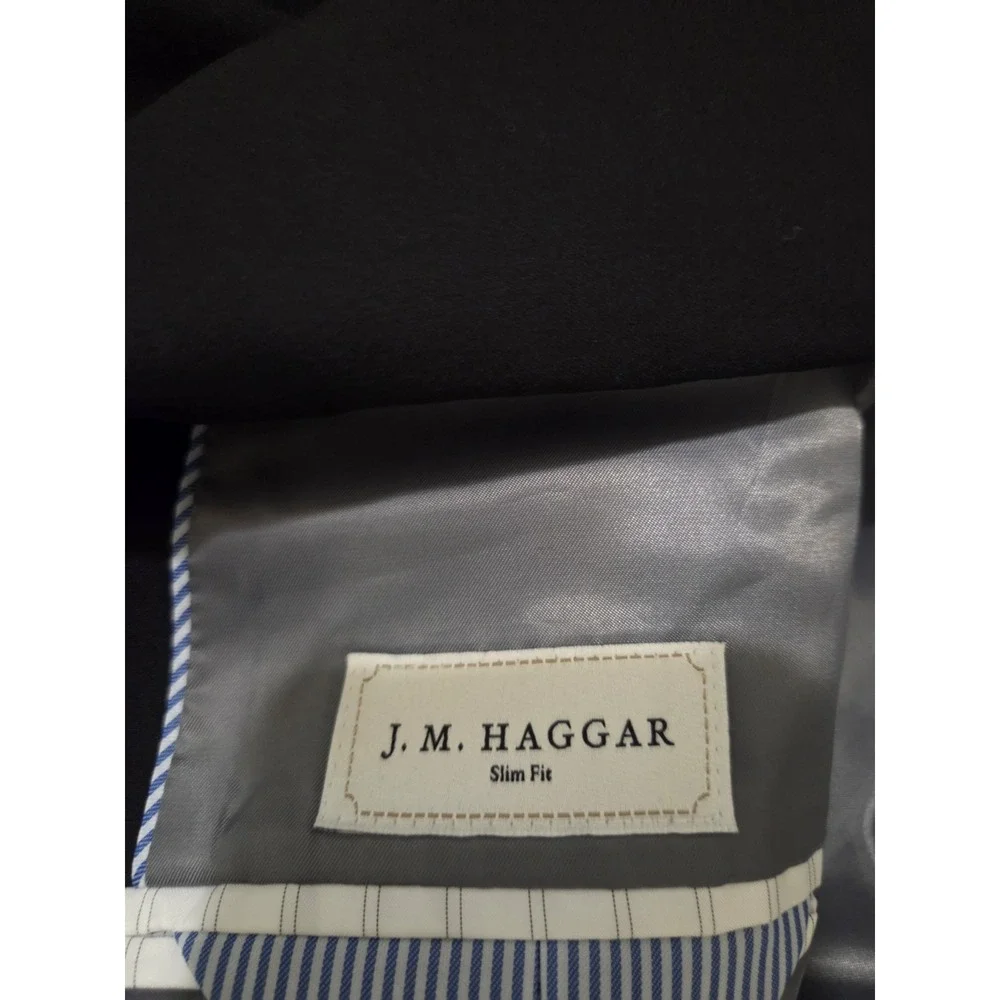 J.M. Haggar Slim Fit Black Blazer‎ Jacket Men's 40L Two Button Suit Coat
